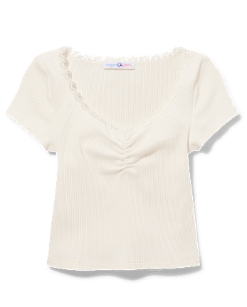 Top con cincha de canalé para niñas Tween