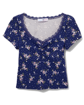 Tween Girls Ribbed Cinch Cropped Top