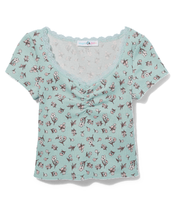 Top con cincha de canalé para niñas Tween