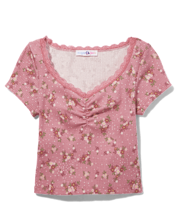 Tween Girls Ribbed Cinch Cropped Top