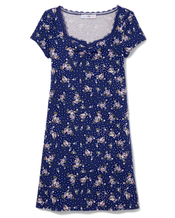 Vestido de punto de canalé floral para niñas Tween