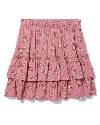 Falda con volantes escalonados y estampado floral de Tween Niña