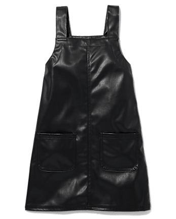 Tween Girls Sleeveless Faux Leather Jumper BLACK The Children s Place