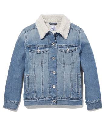 Tween Girls Long Sleeve Sherpa Lined Denim Jacket BLUE The Children s Place