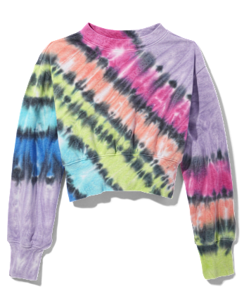 Tween Girls Tie Dye Cropped Sweatshirt