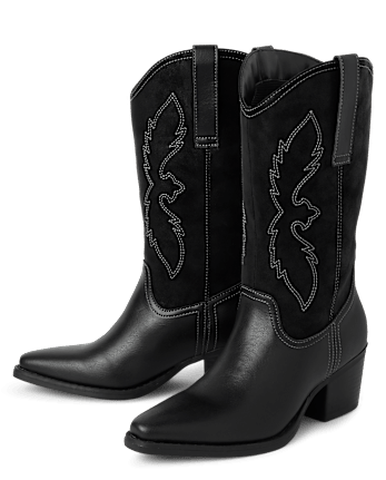 Girls black cowboy boots deals