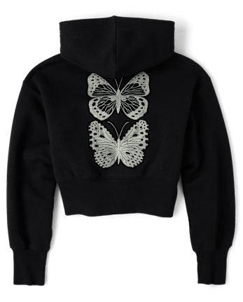 Tween Girls Fleece Cropped Zip Up Hoodie