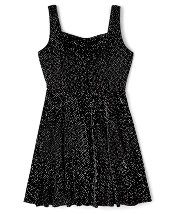 Tween Girls Glitter Velour Fit And Flare Dress