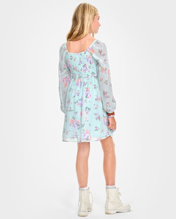 Tween Girls Floral Fit And Flare Dress