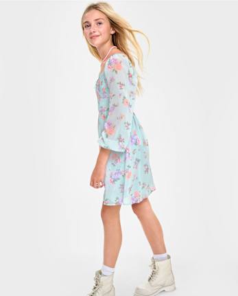 Tween Girls Floral Fit And Flare Dress