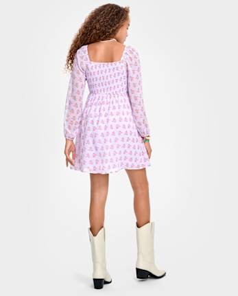 Tween Girls Floral Fit And Flare Dress