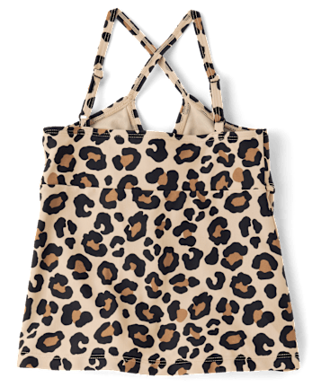 Tween Girls Leopard Cut Out Tankini Swimsuit