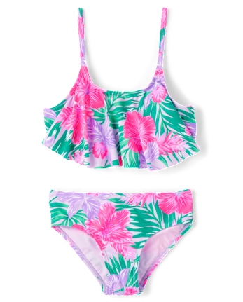Tween Girls Floral Ruffle Bikini Swimsuit