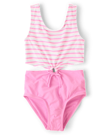 Tween Girls Print Cut Out One Piece Swimsuit