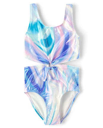 Tween Girls Print Cut Out One Piece Swimsuit