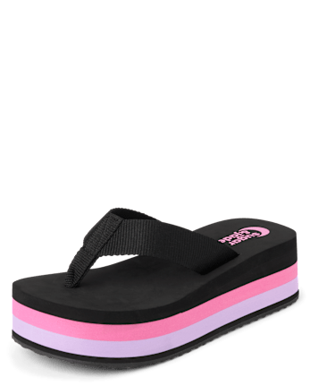 Tween Girls Striped Platform Flip Flops