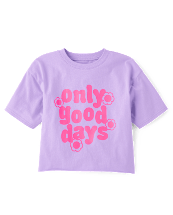 Girls Cropped Oversized Graphic Tee