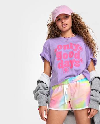 Girls Cropped Oversized Graphic Tee