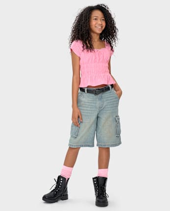 Tween Denim Baggy Cargo Jorts