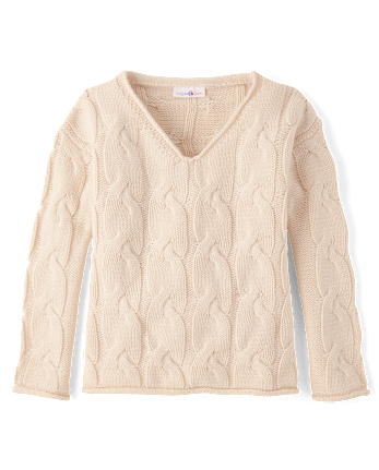 Tween Girls Oversized Cable Knit Sweater