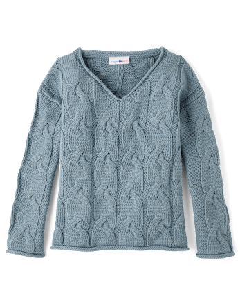 Tween Girls Oversized Cable Knit Sweater