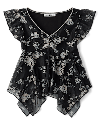 Tween Girls Mesh Asymmetrical Top