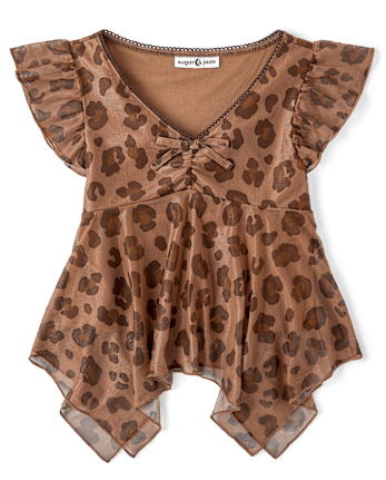 Tween Girls Mesh Asymmetrical Top
