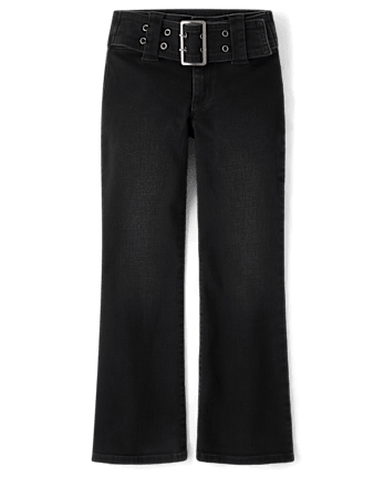Tween Girls Wide Belt Bootcut Jeans