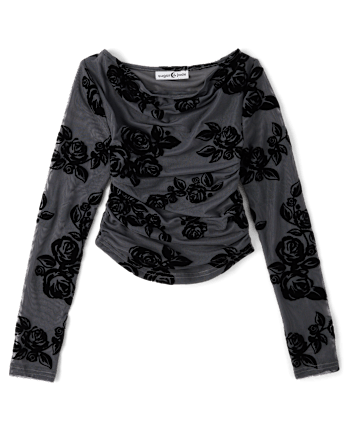 Tween Girls Mesh Cowl Neck Top