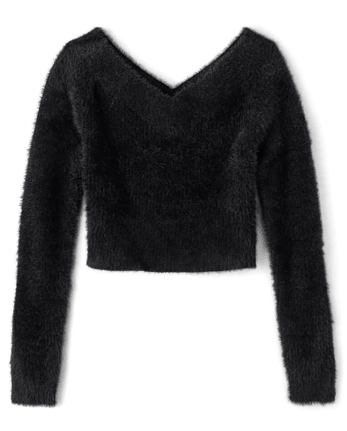 Tween Girls Eyelash V Neck Sweater