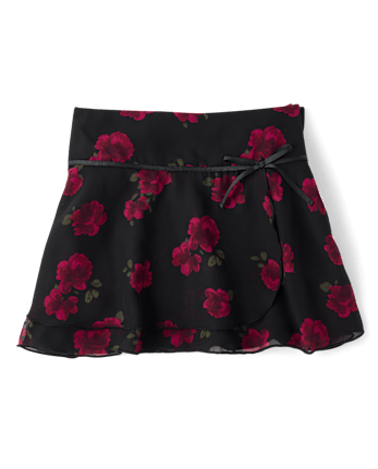 Tween Girls Floral Chiffon Faux Wrap Skort