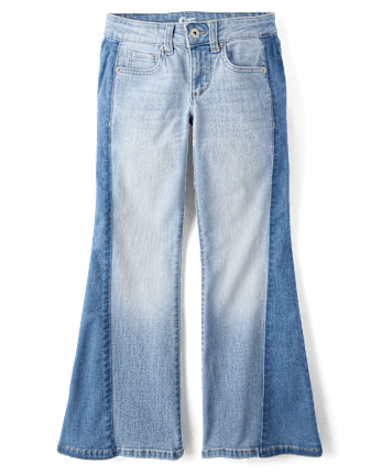 Tween Girls Contrast Baggy Flare Jeans