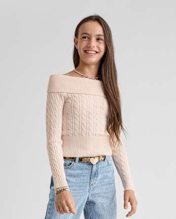 Tween Girls Off Shoulder Sweater