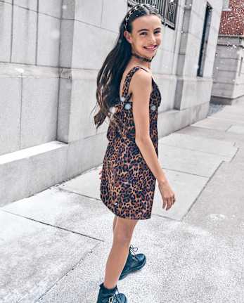Tween Girls Leopard Satin Dress