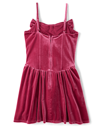 Tween Girls Bow Velour Dress