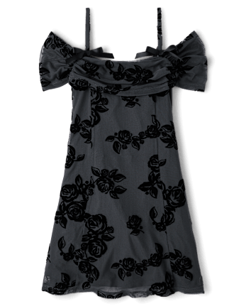 Tween Girls Textured Floral Off-Shoulder Dress