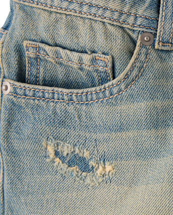 Tween Girls Ripped Shortie Jean Shorts