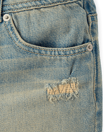 Tween Girls Ripped Shortie Jean Shorts