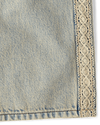 Tween Girls Lace Trim Baggy Jeans