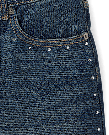 Tween Girls Studded Rhinestone Jean Shorts
