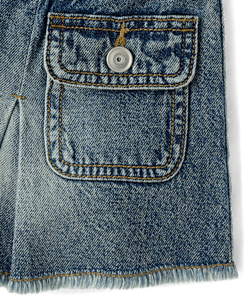 Tween Girls Pleated Denim Cargo Skort