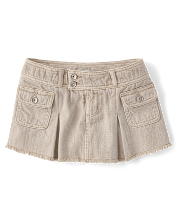Tween Girls Garment Dyed Pleated Denim Cargo Skort