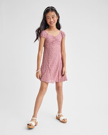 Tween Girls Floral Lace Mini Dress