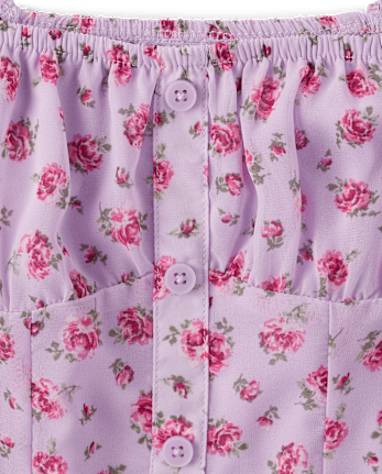 Tween Girls Floral Button Front Dress