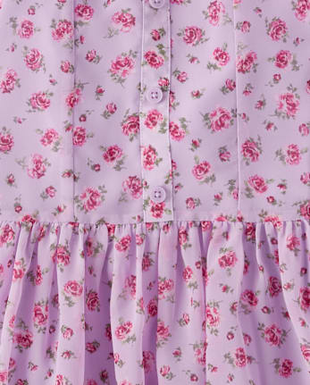 Tween Girls Floral Button Front Dress