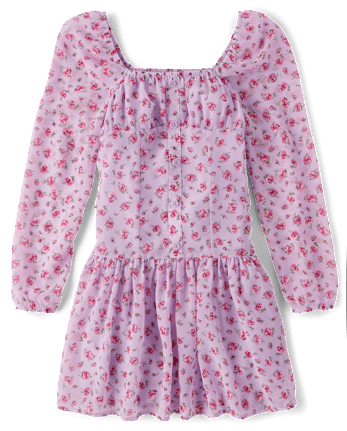 Tween Girls Floral Button Front Dress