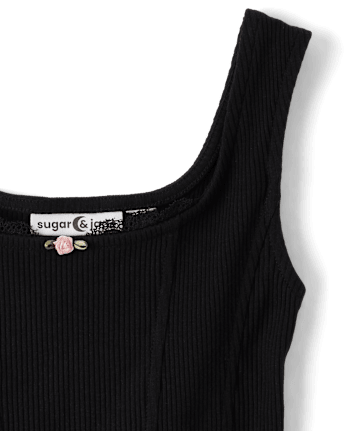 Tween Girls Ribbed Lace Corset Tank Top