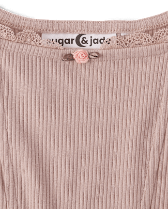 Tween Girls Ribbed Lace Corset Tank Top