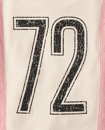 Tween Girls Lace Trim Varsity Graphic Top