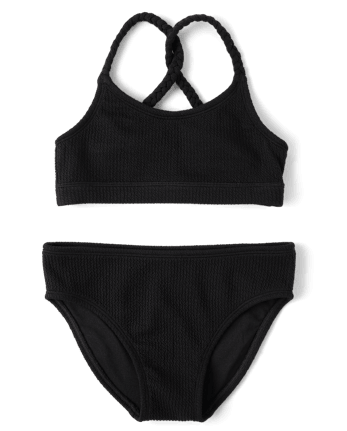 Tween Girls Crinkle Braided Girls Bikini Swimsuit